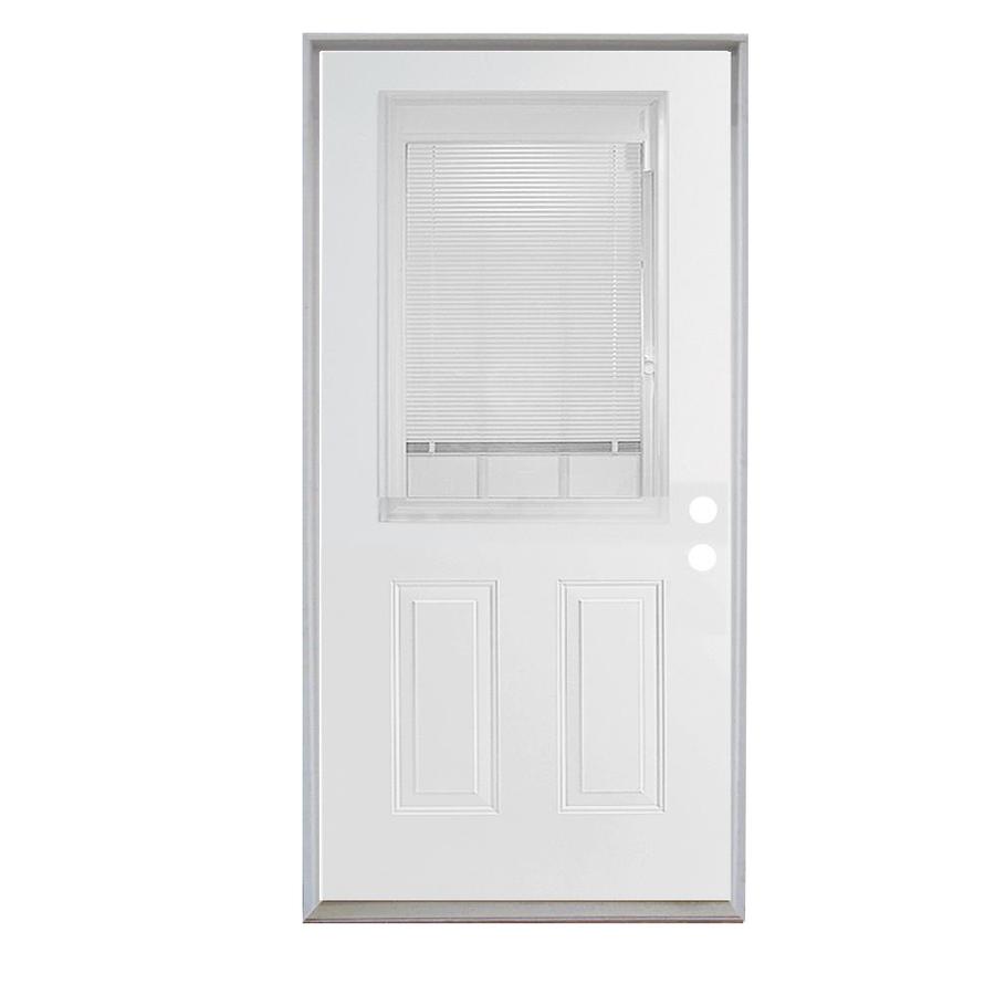 ReliaBilt Blinds Between The Glass Half Lite Prehung Inswing Steel Entry Door Prehung (Common 80 in x 36 in; Actual 81 in x 37 in)