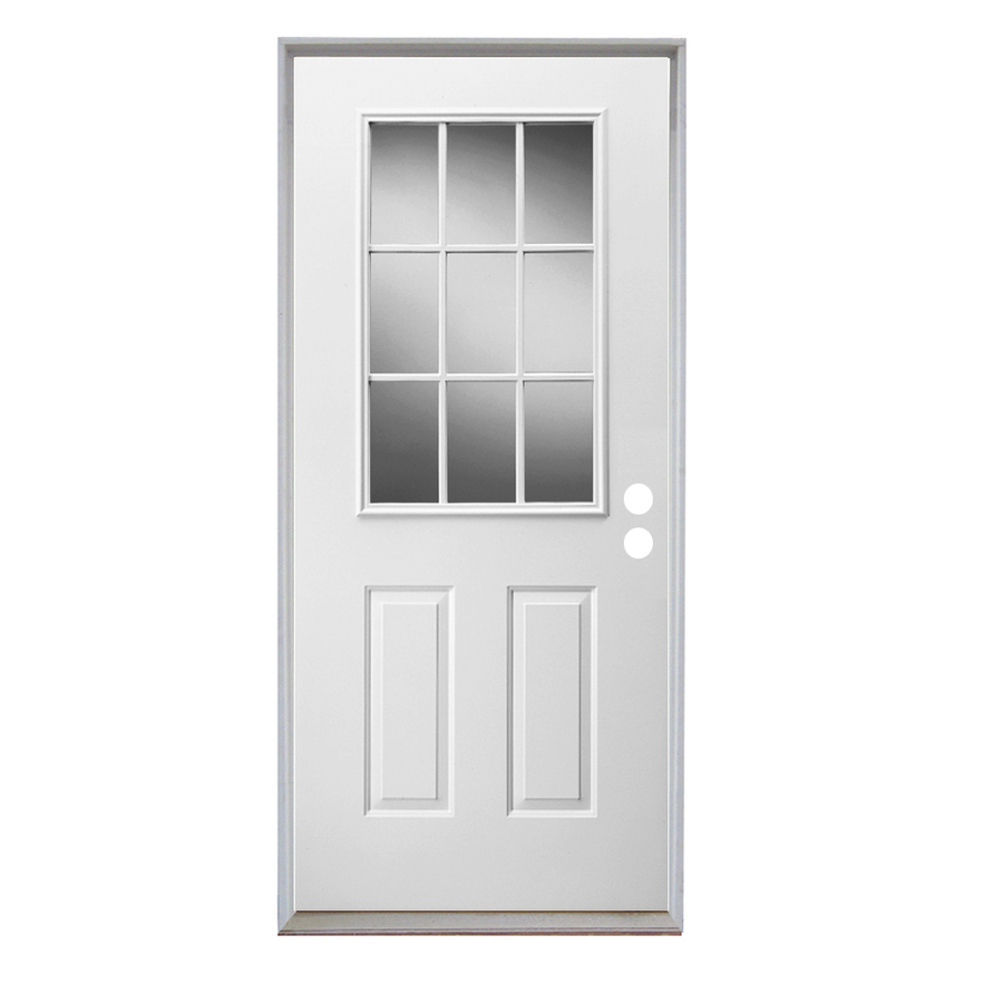 ReliaBilt Half Lite Prehung Inswing Steel Entry Door (Common 32 in x 80 in; Actual 33 in x 81 in)