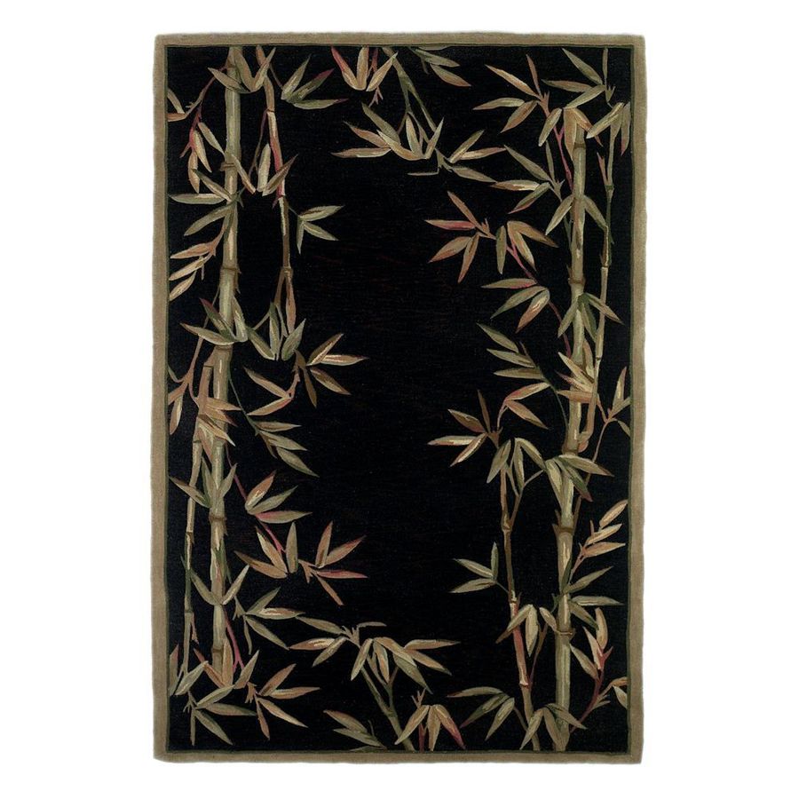KAS Rugs Floral Trends Rectangular Black Floral Tufted Wool Area Rug (Common 9 ft x 12 ft; Actual 8.5 ft x 11.5 ft)