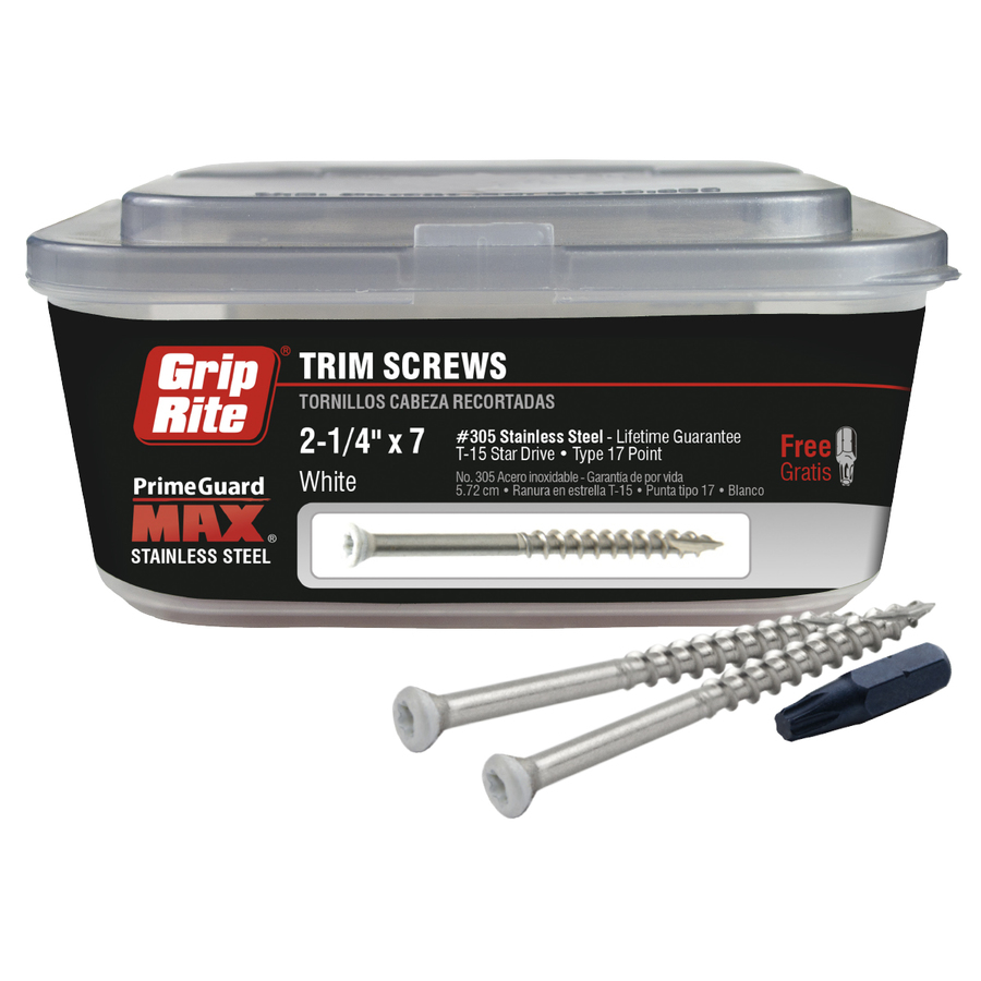 Grip Rite 138 Count Metallic with white head Stainless Steel Trim Head Trim Screws