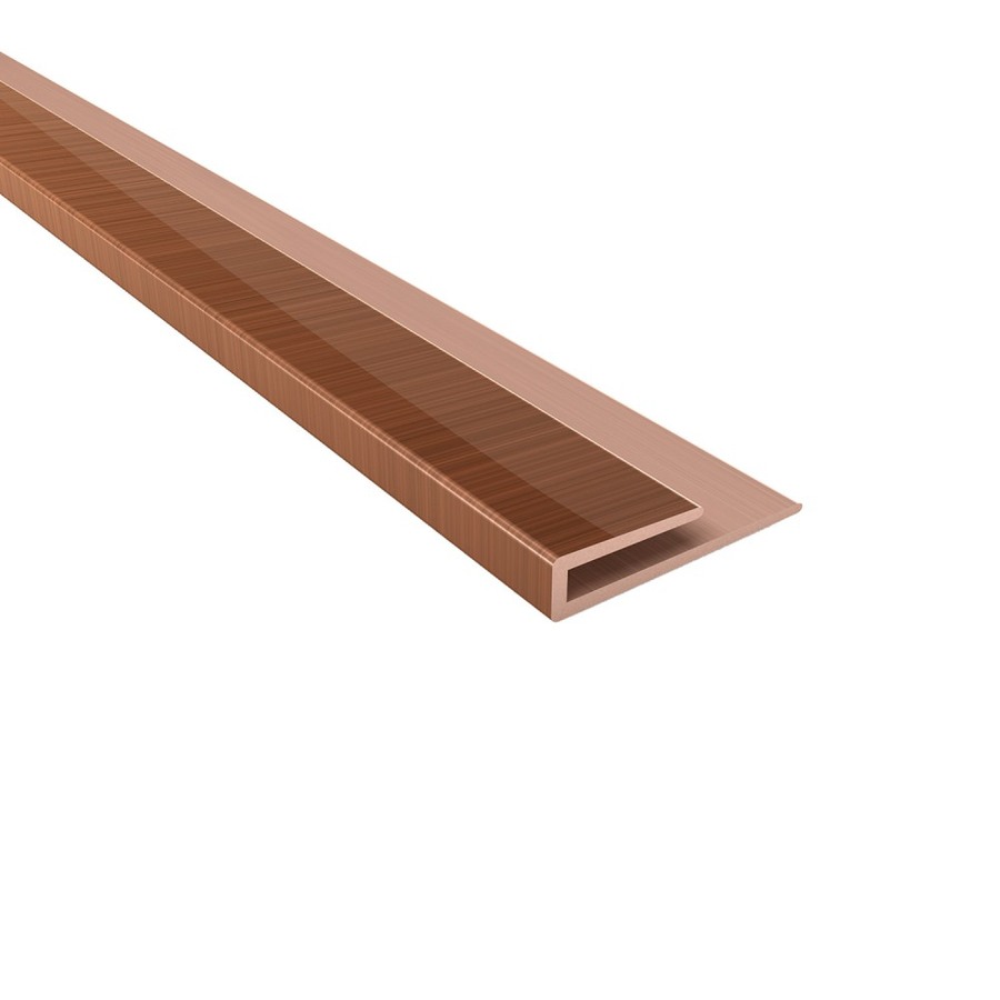 ACP Metallic Vinyl Fasade 4 ft J Trim Polished Copper