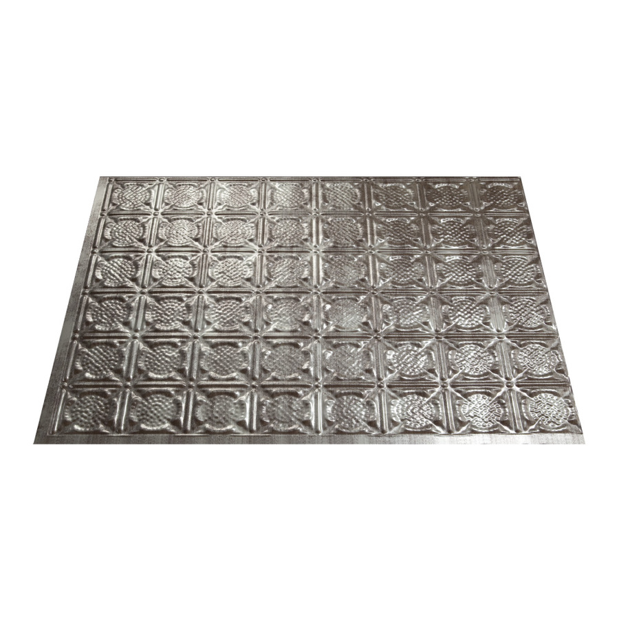 Fasade 18.5 in x 24.5 in Cross Hatch Silver Thermoplastic Multipurpose Backsplash