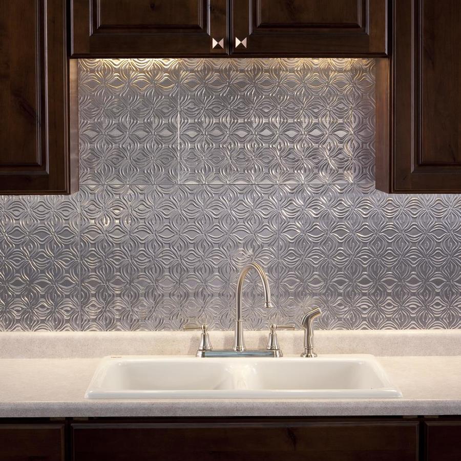 Fasade Lotus 18.5-in X 24.5-in Brushed Aluminum Backsplash Panels - Fasade Lotus 18.5-in X 24.5-in Brushed Aluminum Backsplash Panels