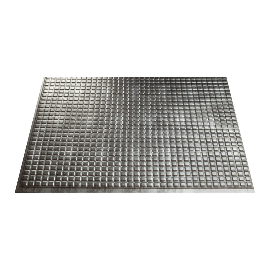 Fasade 24 1/2 in Cross Hatch Silver Thermoplastic Multipurpose (Kitchen, Bath or Bar) Backsplash