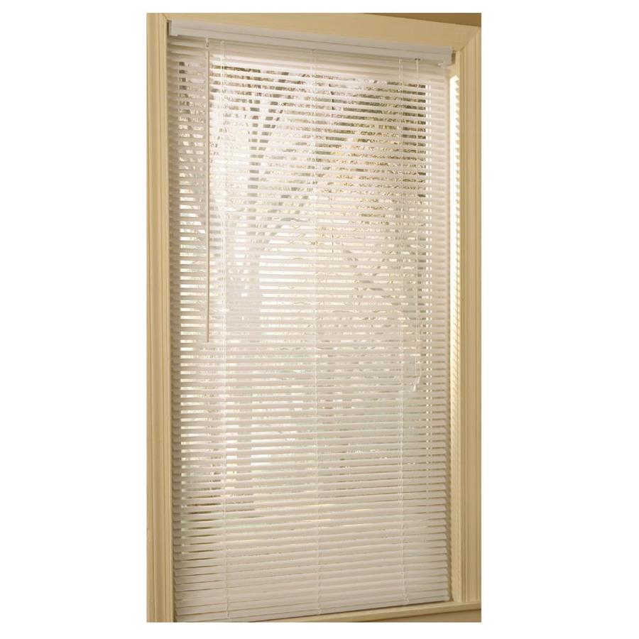 Project Source 45 in W x 64 in L White Vinyl 1 in Slat Light Filtering Mini Blinds