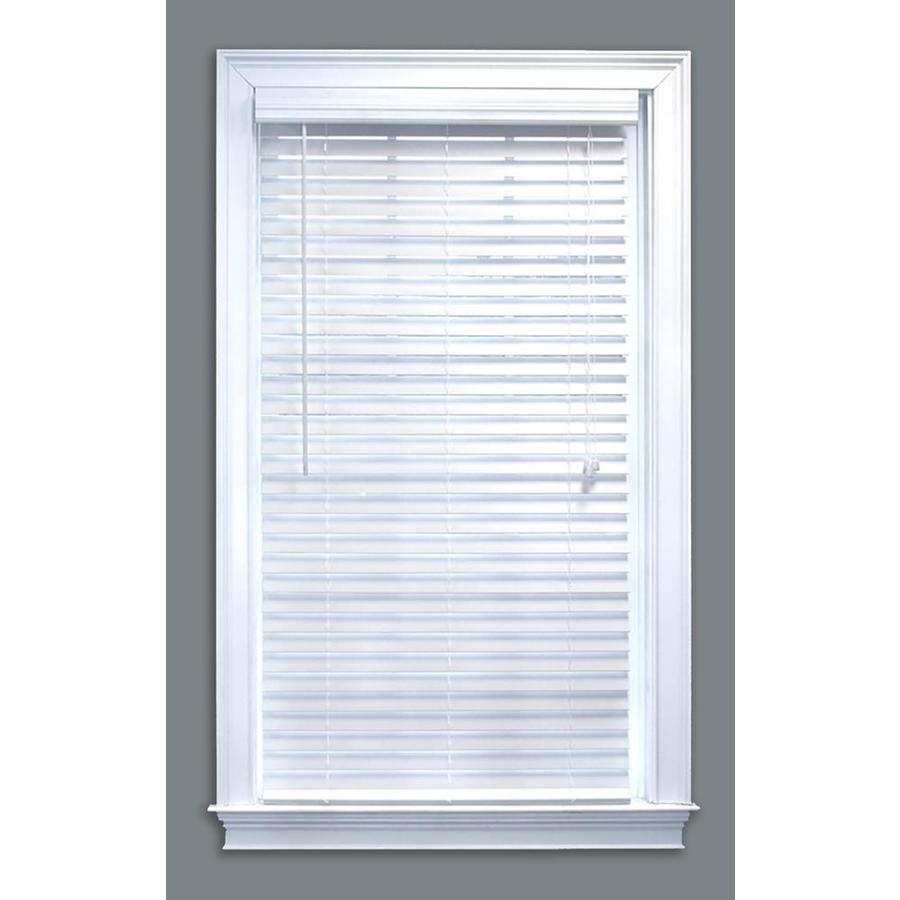 Style Selections 43.5 in W x 64 in L White Faux Wood Plantation Blinds