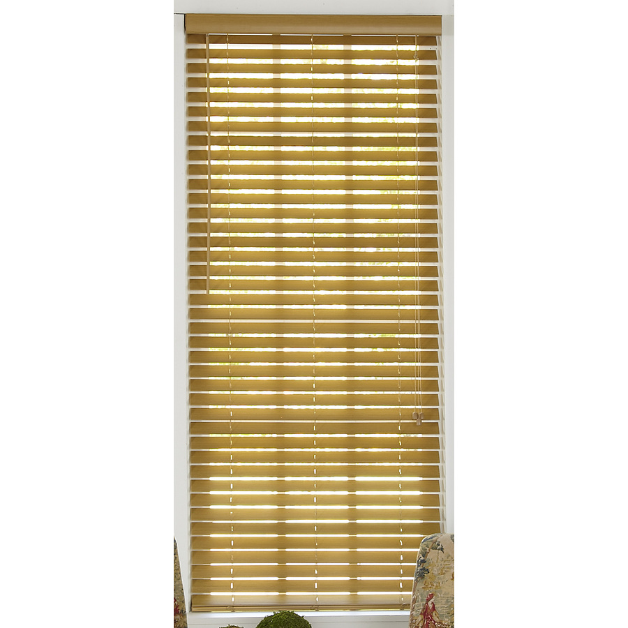 Style Selections 62 in W x 54 in L Light Oak Faux Wood Plantation Blinds