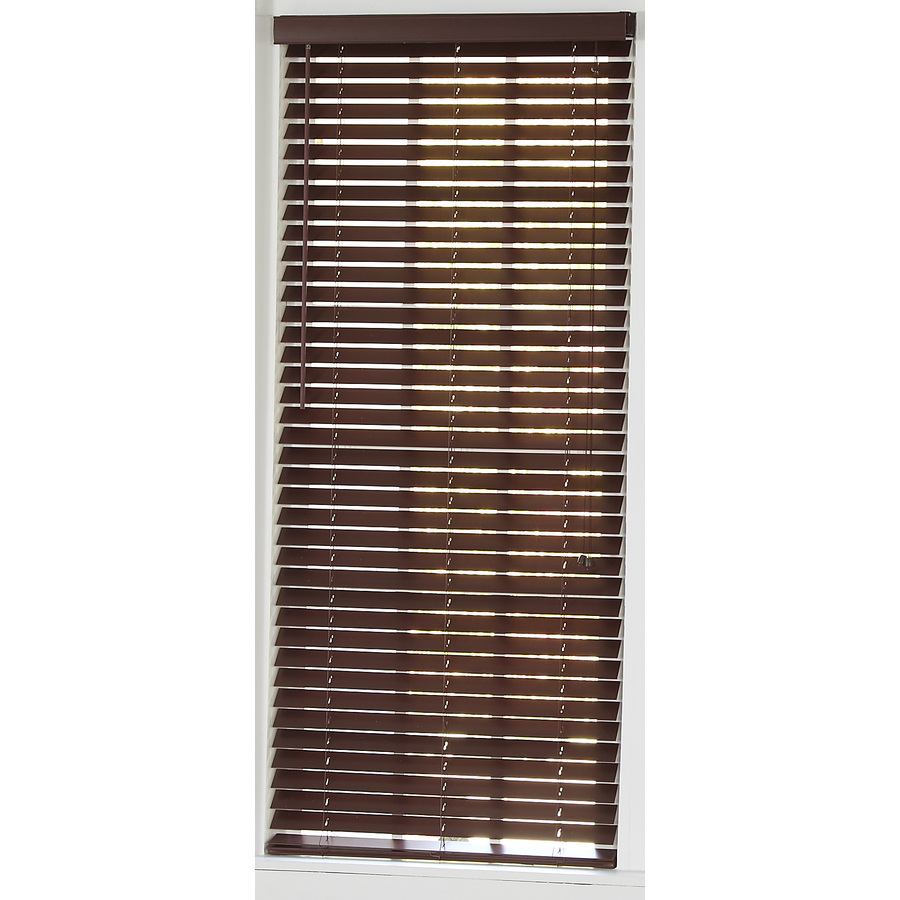 Style Selections 35 in W x 64 in L Mahogany Faux Wood Plantation Blinds