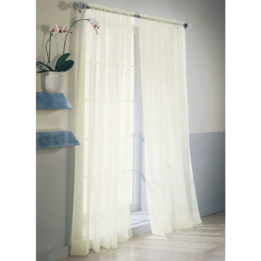Style Selections High Twist Voile 63 in Eggshell Polyester Rod Pocket Light Filtering Sheer Single Curtain Panel