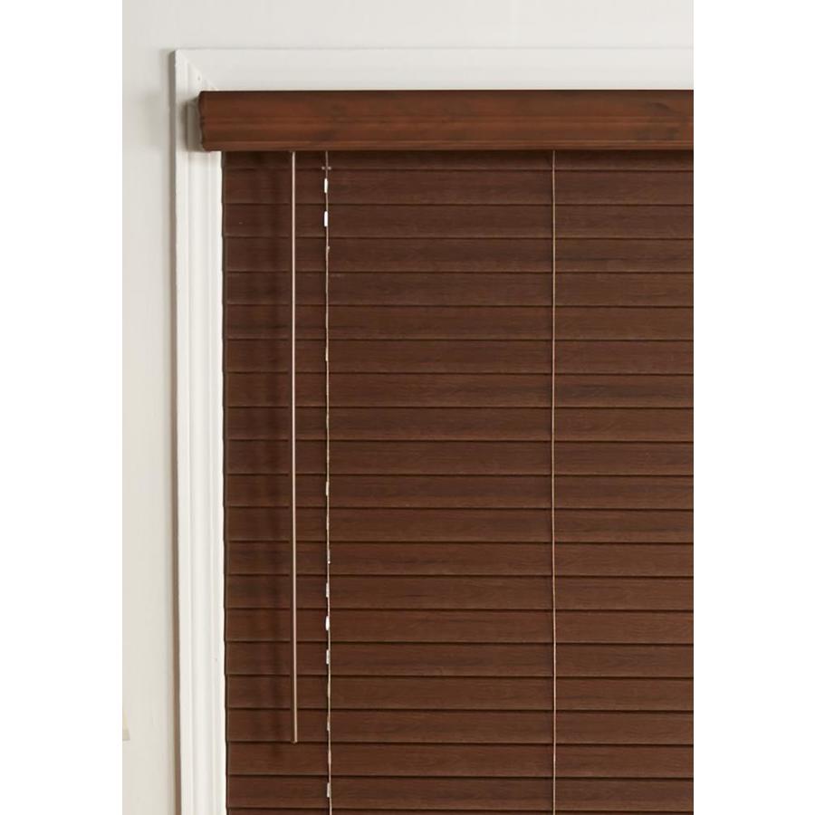 A R 2 In Cordless Dark Walnut Faux Wood Blinds Common 34 Actual 33 5 X 64 The Department At Lowes Cordless Dark Walnut Faux Wood Blinds