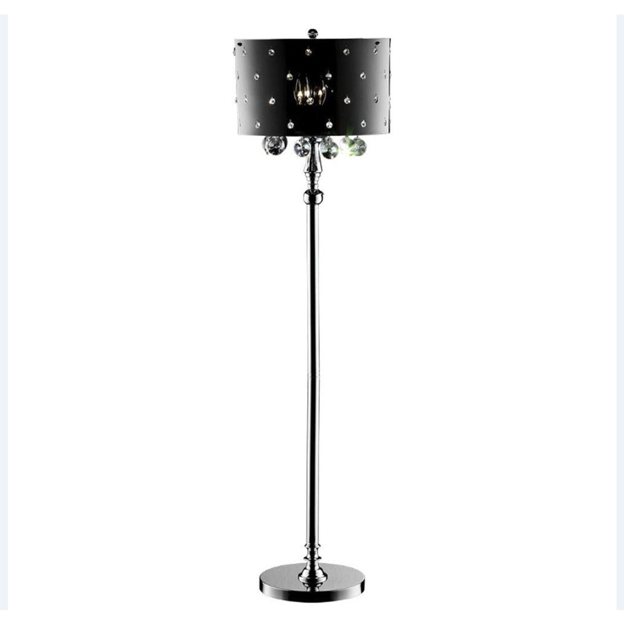 OK 59 in Polished Chrome Torchiere with Side Light Indoor Floor Lamp with Acrylic Shade