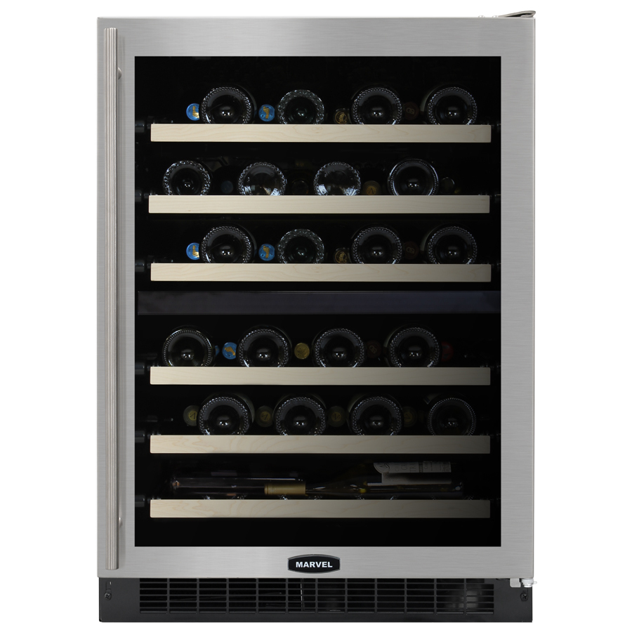 MARVEL 44 Bottle Stainless Steel Dual Zone Built In Wine Chiller