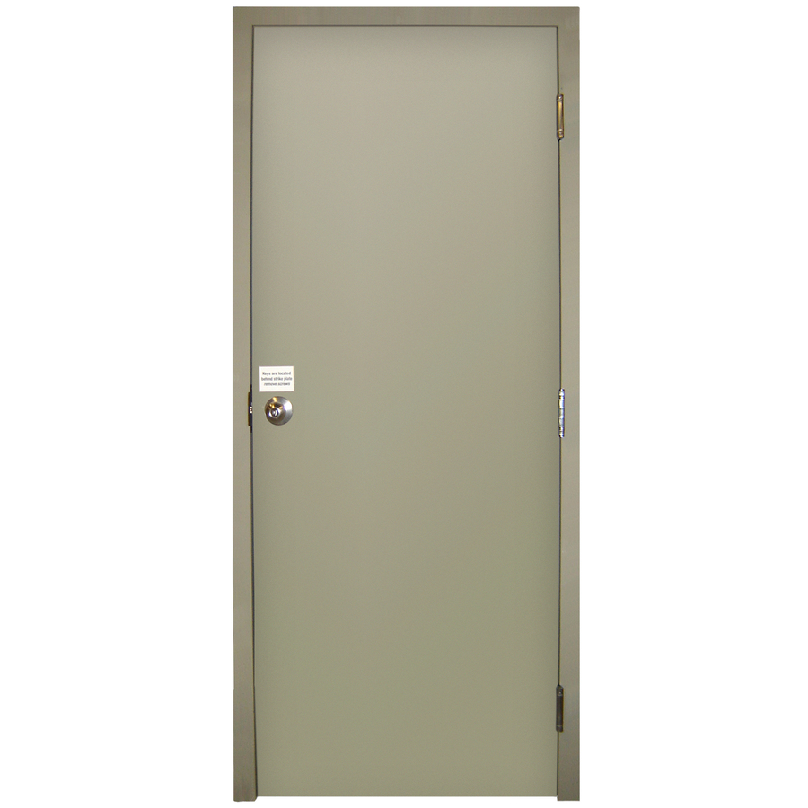 Milliken Fire Resistant Flush Prehung Inswing Steel Entry Door Prehung (Common 80 in x 36 in; Actual 80 in x 36 in)