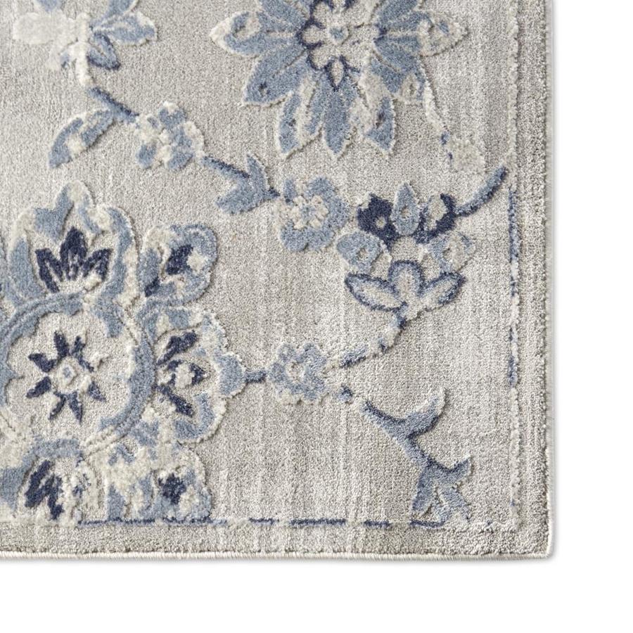 Home Dynamix Premier Floral Blue 8 X 10 Gray Blue Indoor Floral Botanical Area Rug In The Rugs Department At Lowes Com