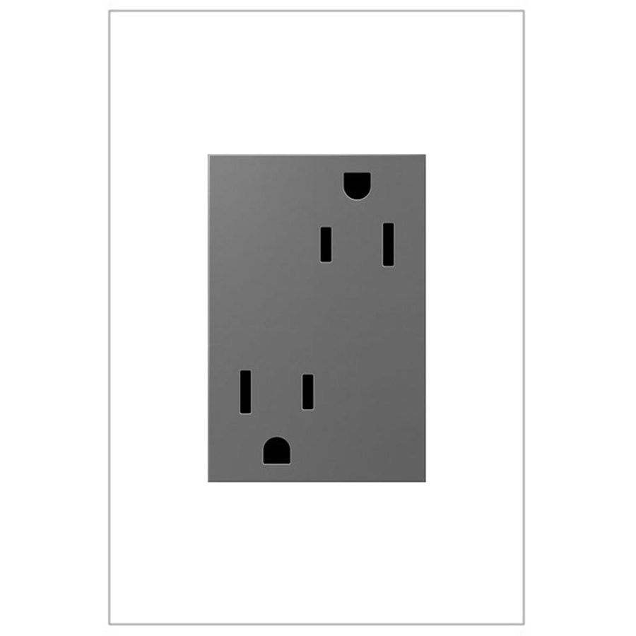 Pass & Seymour/Legrand 15 Amp Adorne Magnesium Square Duplex Electrical Outlet