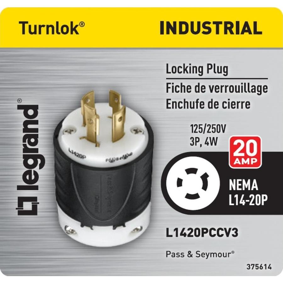Leviton 250 V2411 20 Amp 12olt  NEMA L14-20P  3P 4W Locking Plug
