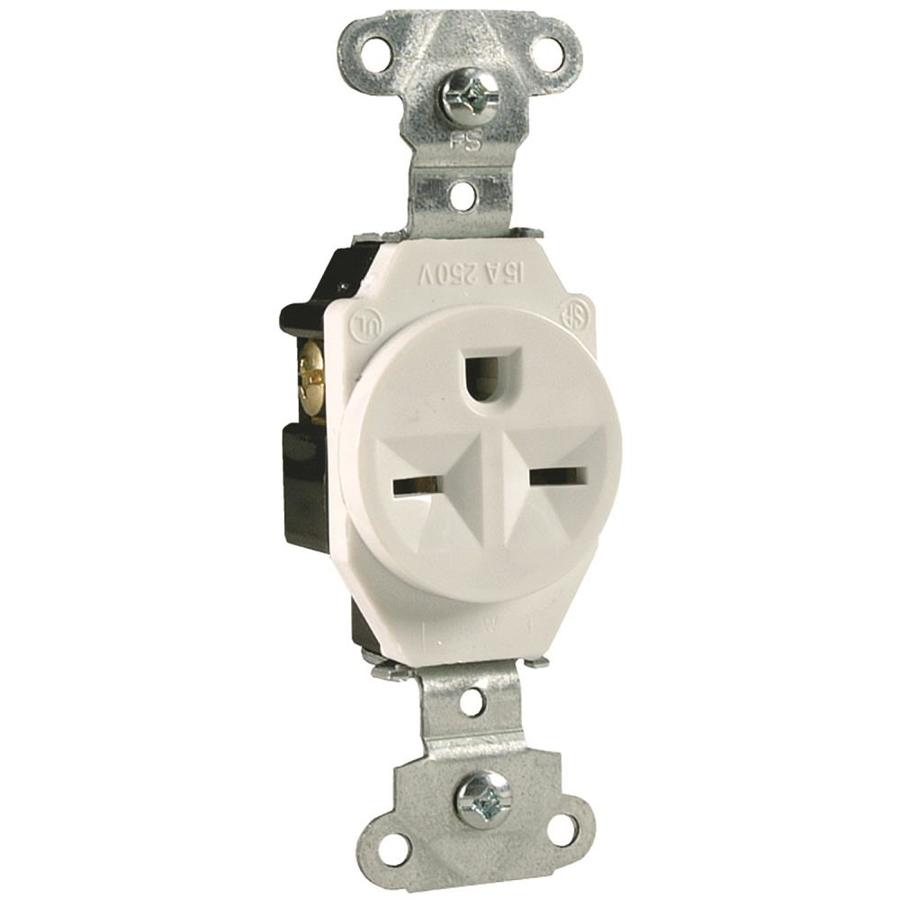 Legrand 15 Amp 250 Volt White Indoor Round Wall Outlet