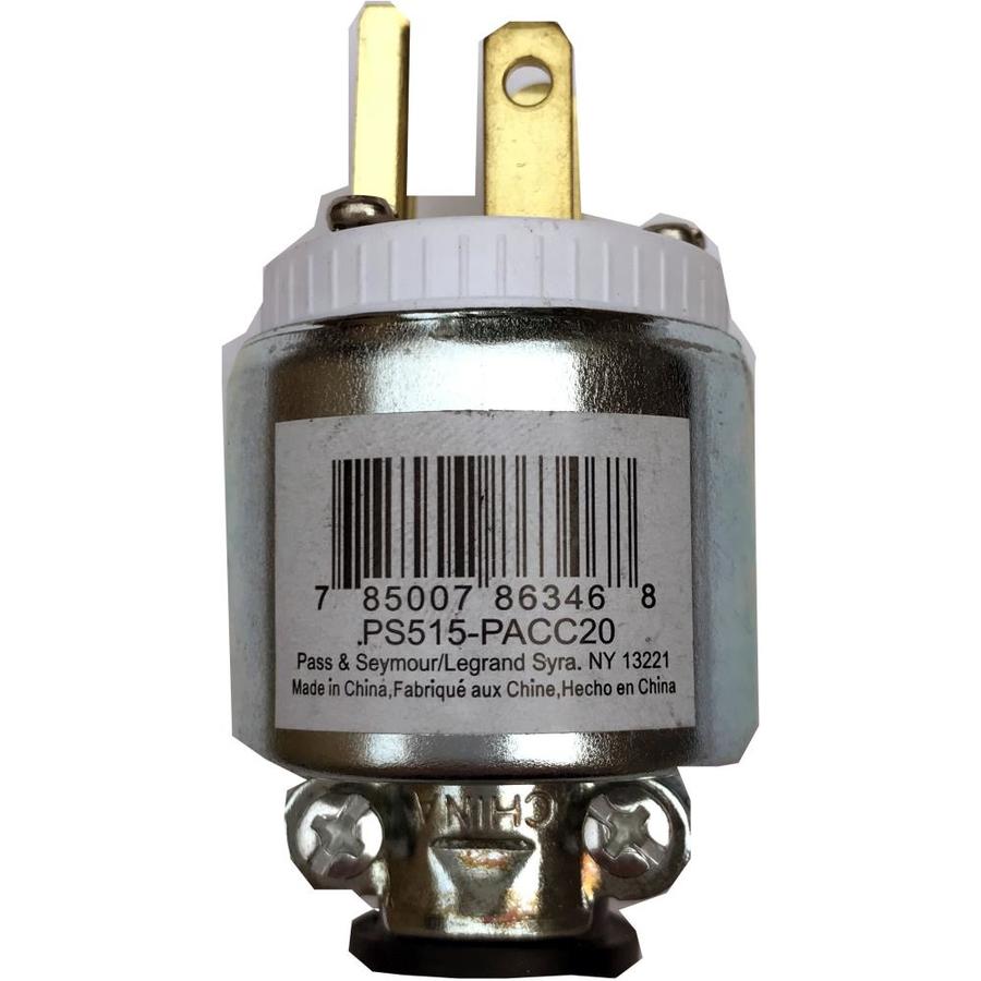 Pass & Seymour/Legrand 15 Amp 125 Volt Silver 3 Wire Grounding Plug