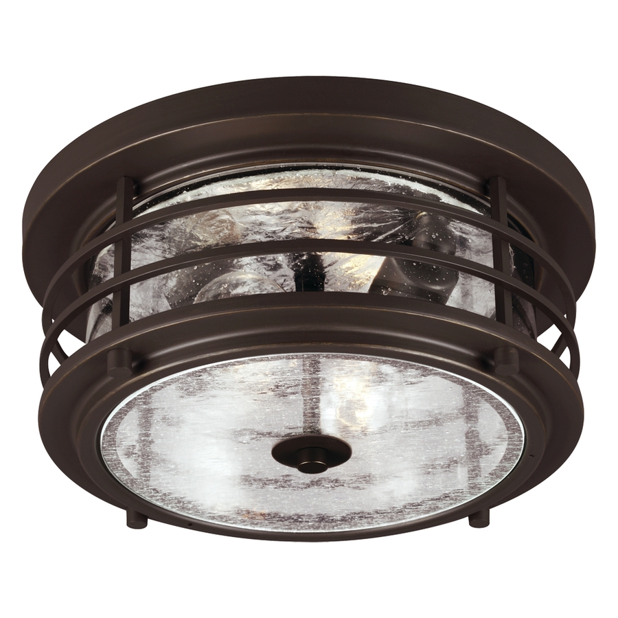 Sea Gull Lighting Sauganash 12.25 in W Bronze Outdoor Flush Mount Light ENERGY STAR