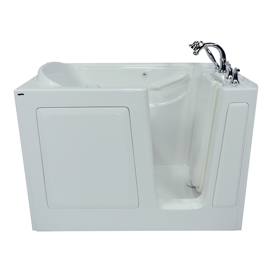 American Standard 50 in L x 30 in W x 37 in H White Gelcoat and Fiberglass Rectangular Walk in Whirlpool Tub and Air Bath