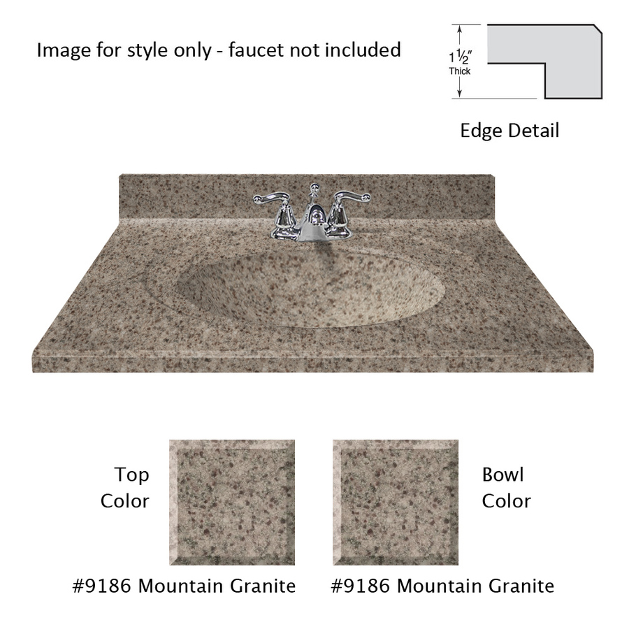 US Marble Designer 43 in W x 22 in D Mountain Cultured Marble Integral Single Sink Bathroom Vanity Top