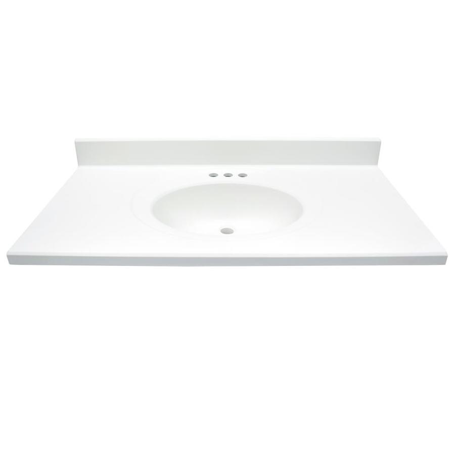 US Marble Designer 43 in W x 22 in D White Cultured Marble Integral Single Sink Bathroom Vanity Top