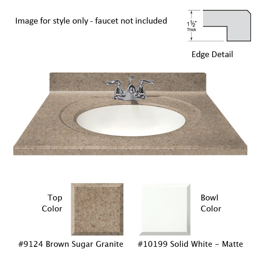 US Marble Designer 61 in W x 22 in D Brown Sugar Cultured Marble Integral Single Sink Bathroom Vanity Top