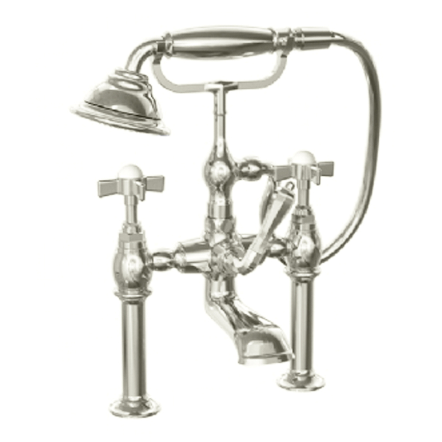 JADO Savina Platinum Nickel 3 Handle Fixed Deck Mount Tub Faucet