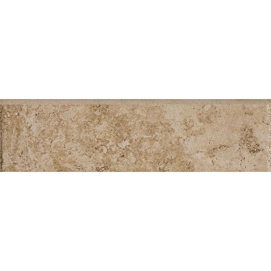 Del Conca Roman Stone Noce Thru Body Porcelain Indoor/Outdoor Bullnose Tile (Common 3 in x 12 in; Actual 3.15 in x 11.81 in)