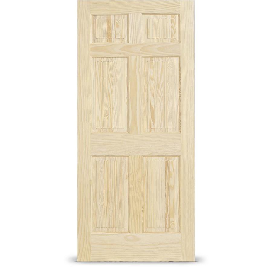 ReliaBilt 30 in x 80 in 6 Panel Pine Solid Core Non Bored Interior Slab Door