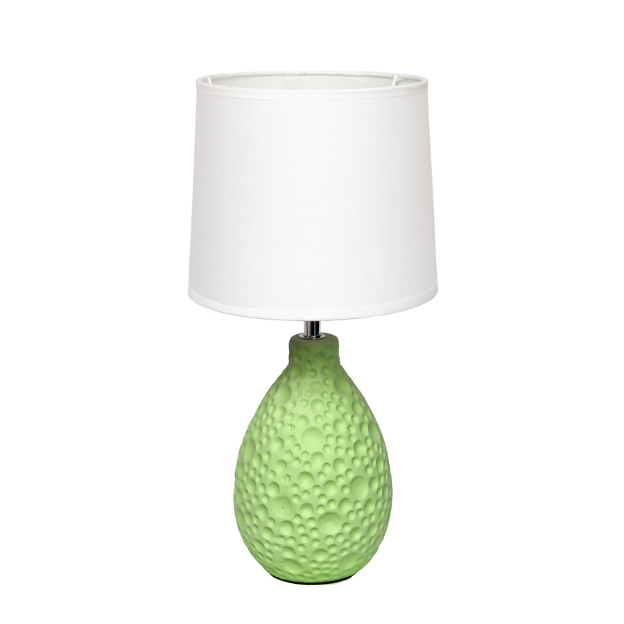 Simple Designs 14.17 in Green Indoor Table Lamp with Fabric Shade