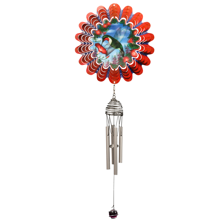 Iron Stop 23 in L Red Hummingbird Metal Wind Chime