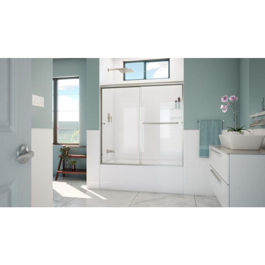 Arizona Shower Door Lite Euro 56 in to 60 in W x 57.375 in H Brushed Nickel Sliding Shower Door