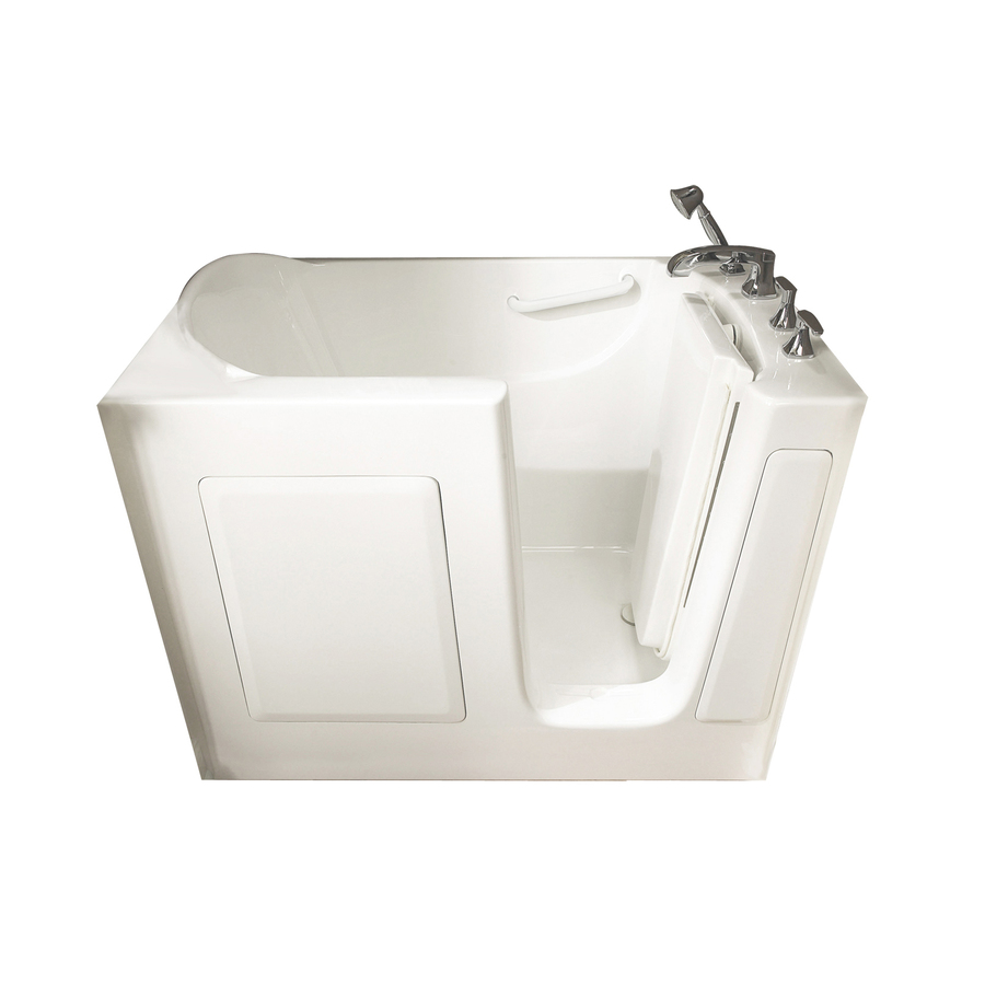 American Standard 50 in L x 30 in W x 37 in H White Gelcoat and Fiberglass Rectangular Walk In Whirlpool Tub and Air Bath