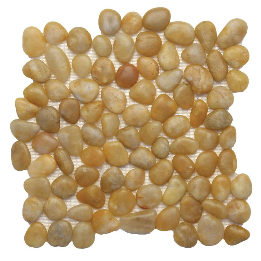 Solistone 10 Pack Decorative Pebbles Amber Natural Stone Mosaic Floor Tile (Common 12 in x 12 in; Actual 12 in x 12 in)