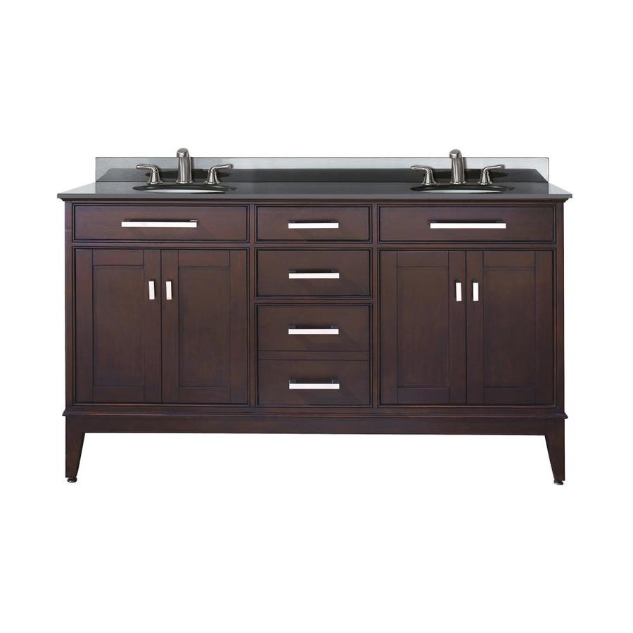 Avanity Madison Espresso Undermount Double Sink Poplar Bathroom Vanity with Granite Top (Common 61 in x 22 in; Actual 61 in x 22 in)