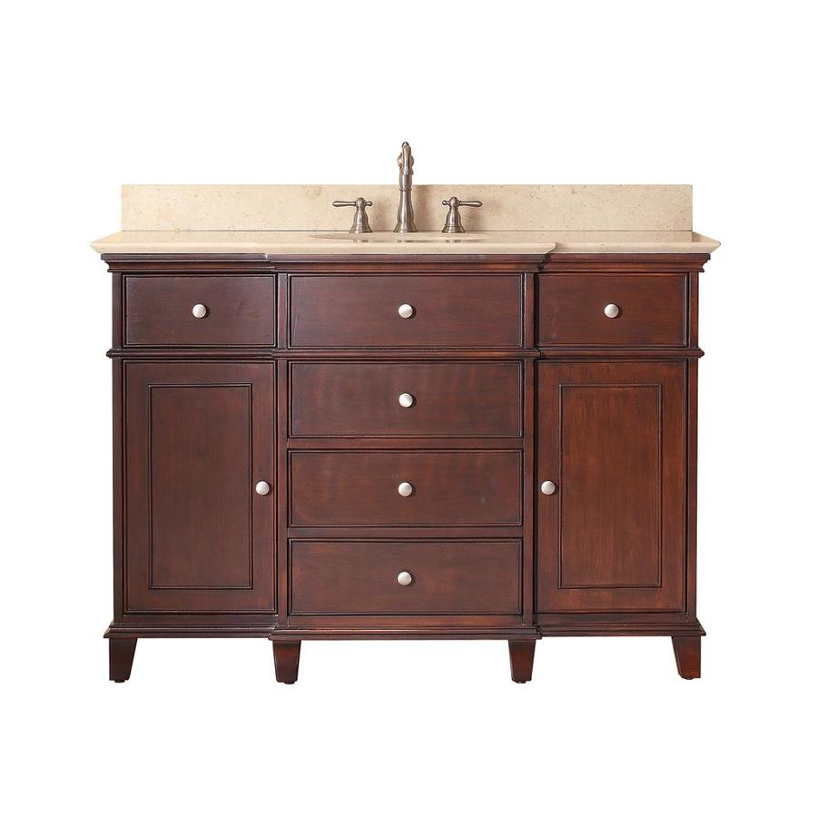 Avanity Windsor 49 in x 22 in Walnut Undermount Single Sink Bathroom Vanity with Natural Marble Top