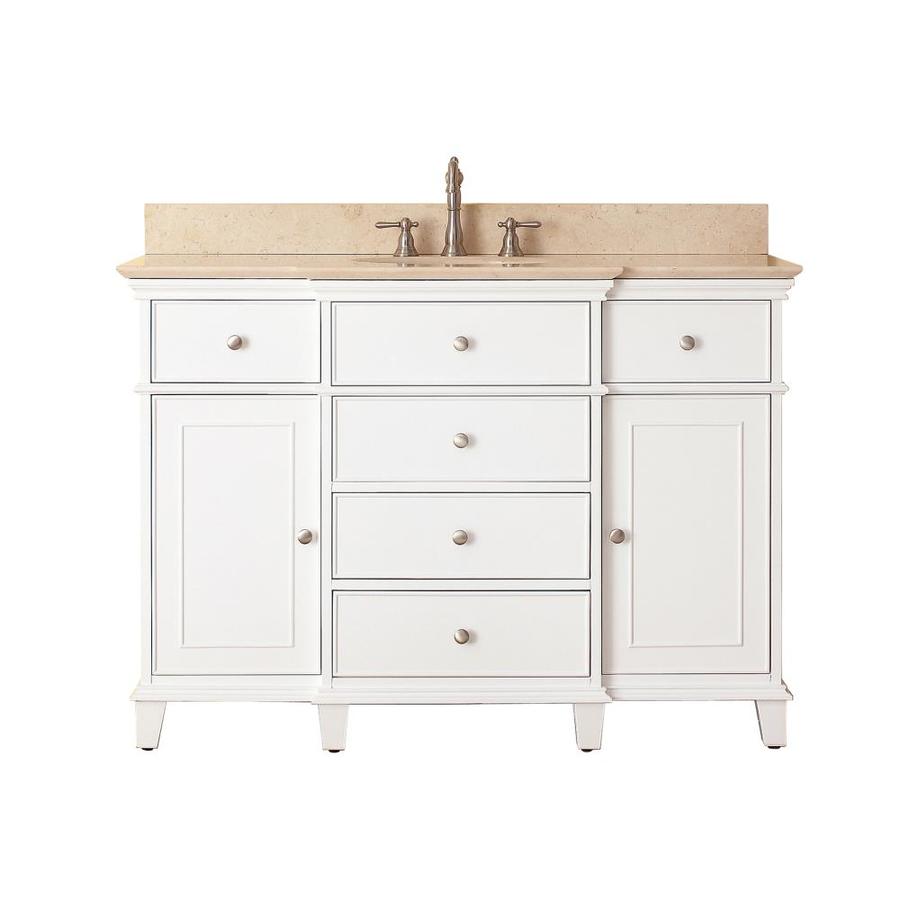 Avanity Windsor 49 in x 22 in White Undermount Single Sink Bathroom Vanity with Natural Marble Top