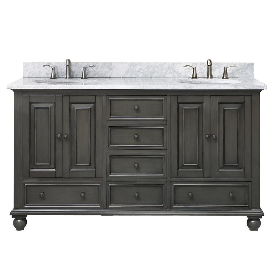 Avanity Charcoal Glaze Undermount Double Sink Poplar Bathroom Vanity with Natural Marble Top (Common 61 in x 22 in; Actual 61 in x 61 in)