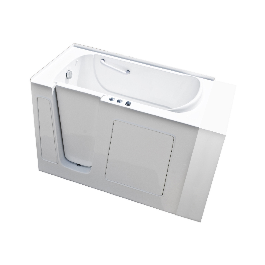 Endurance 30 in L x 53 in W x 38 in H White Fiberglass Rectangular Walk In Whirlpool Tub and Air Bath