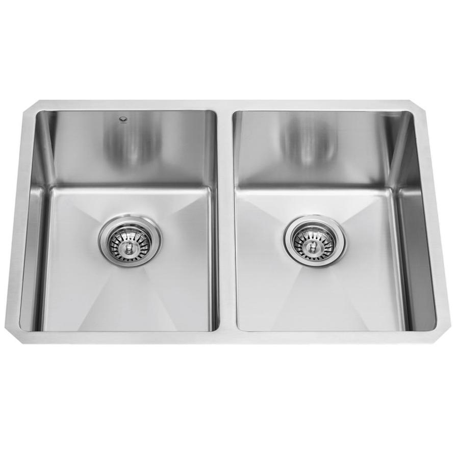 VIGO 16 Gauge Double Basin Undermount Stainless Steel Kitchen Sink