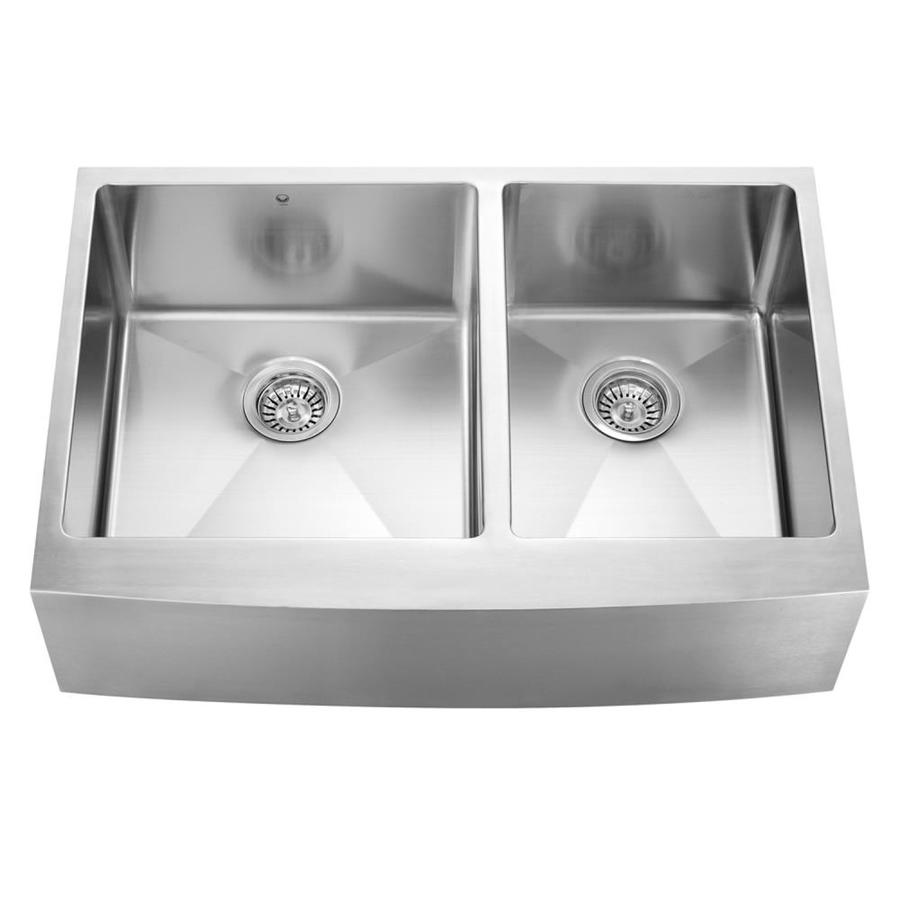 VIGO 16 Gauge Double Basin Apron Front/Farmhouse Stainless Steel Kitchen Sink