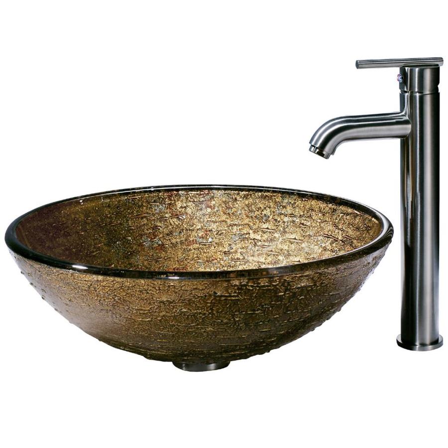 VIGO 6 in D Multicolor Glass Round Vessel Sink Faucet Included