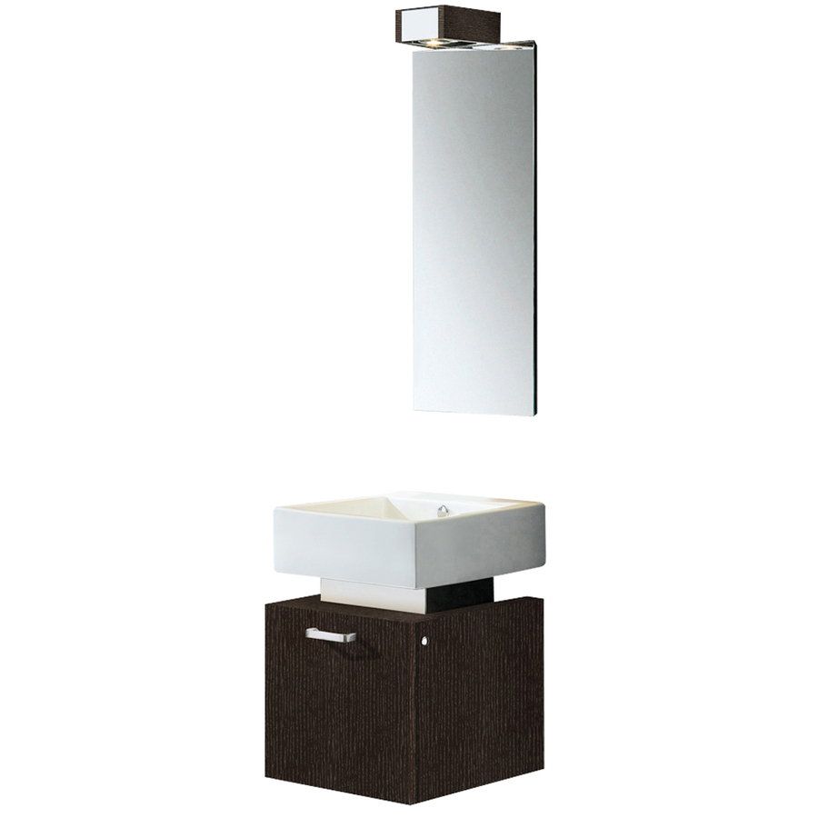 VIGO 18.375 in x 18.375 in Wenge Integral Single Sink Bathroom Vanity with Vitreous China Top