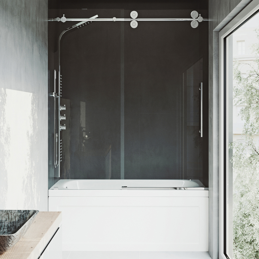 VIGO 60 in W x 66 in H Frameless Bathtub Door