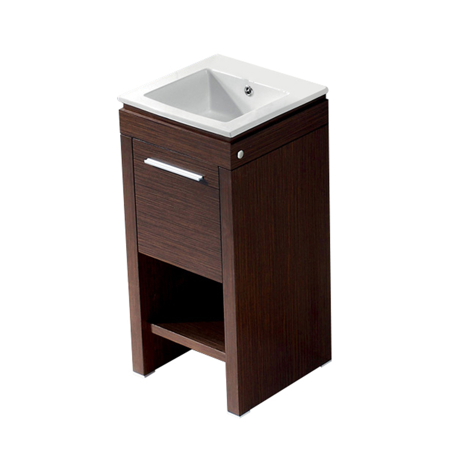 VIGO 16.125 in x 16.25 in Wenge Integral Single Sink Bathroom Vanity with Vitreous China Top