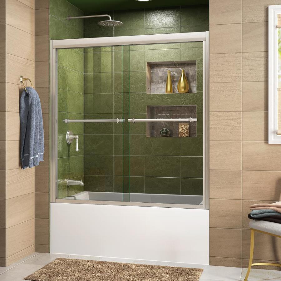 DreamLine Duet 59 in W x 58 in H Frameless Bathtub Door