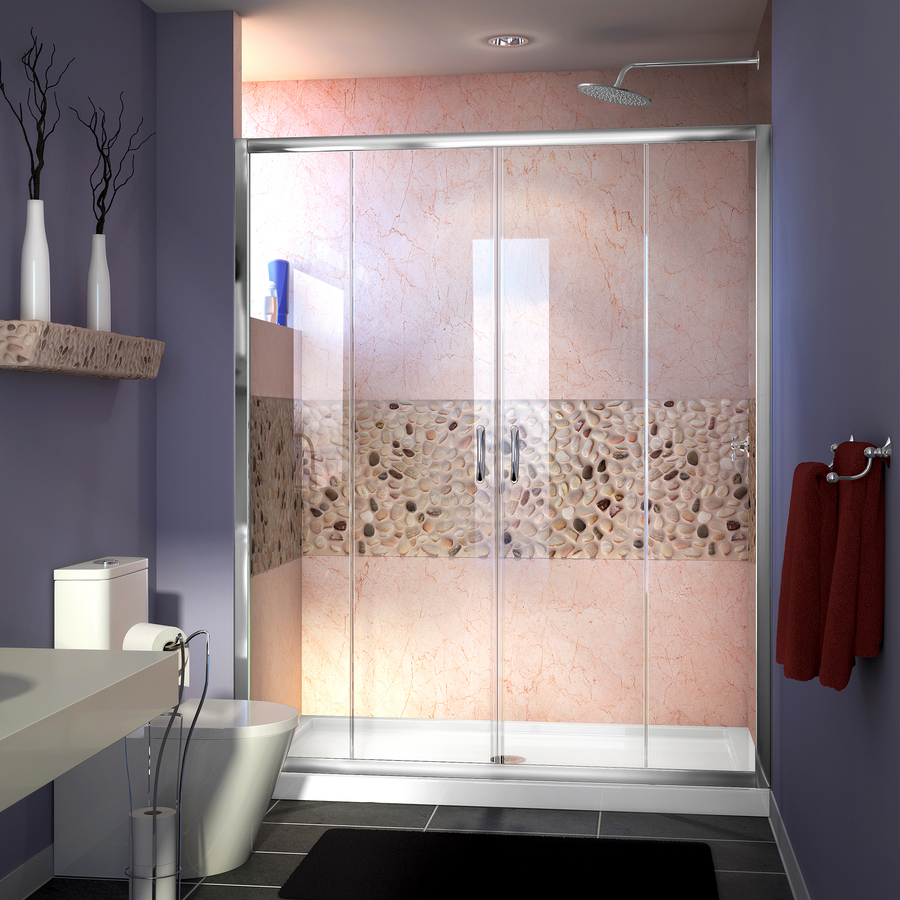 DreamLine 56 in to 60 in W x 72 in H Chrome Sliding Shower Door