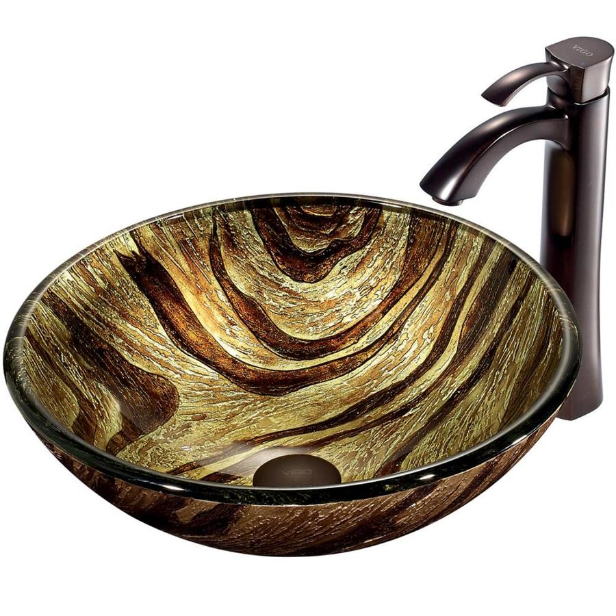 VIGO 6 in D Multicolor Glass Round Vessel Sink Faucet Included