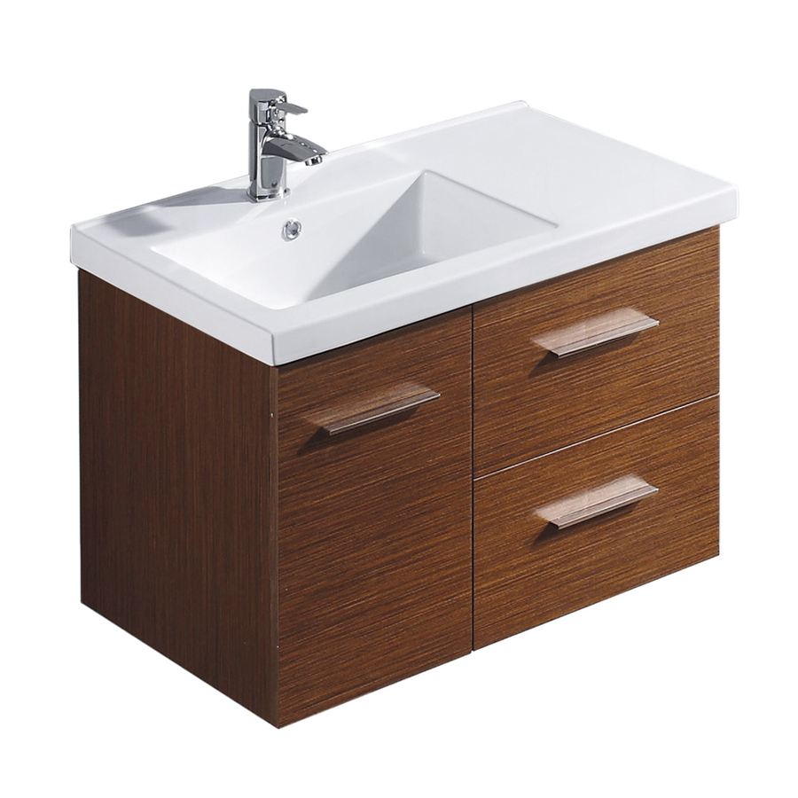 VIGO 31.25 in x 18.125 in Wenge Drop In Single Sink Bathroom Vanity with Vitreous China Top